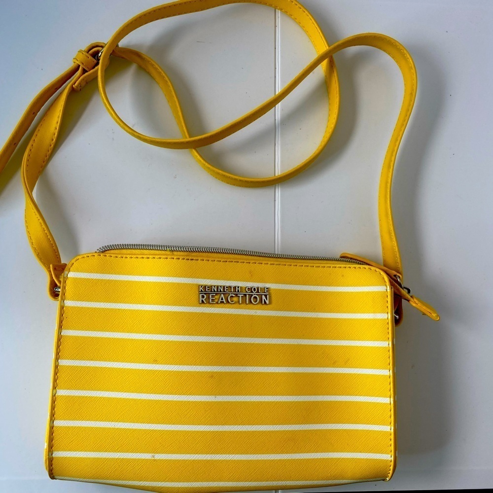 Kenneth Cole Reaction Sunny Yellow Striped Crossbody Bag